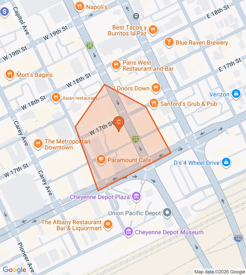 Map of the Downtown game zone in Cheyenne