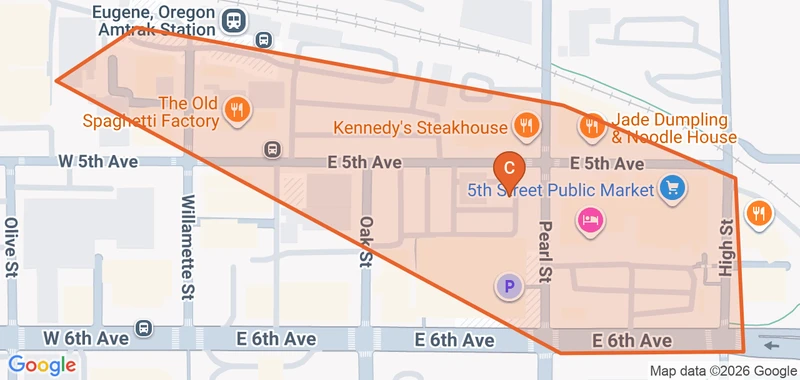 Map of the Downtown game zone in Eugene