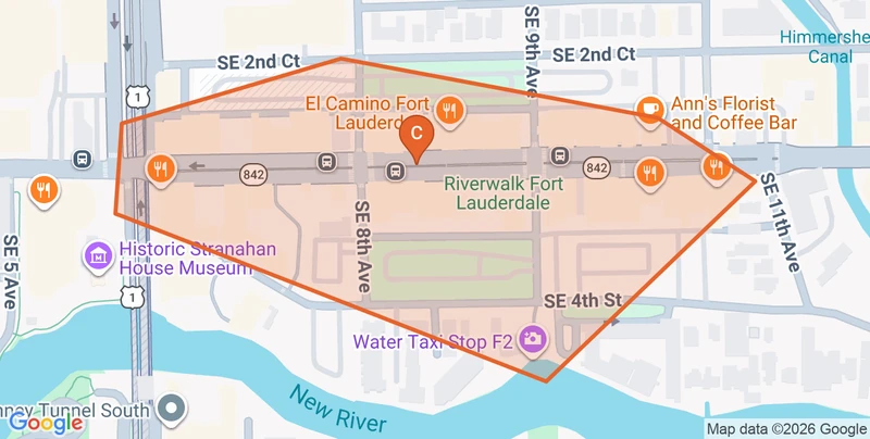 Map of the Las Olas game zone in Fort Lauderdale