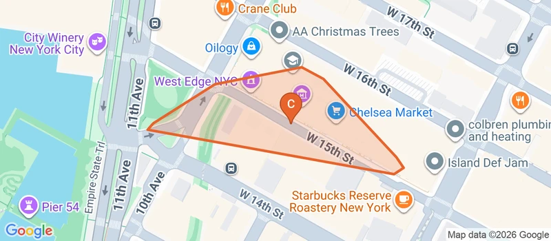 Map of the Meatpacking District & Chelsea Market game zone in New York City