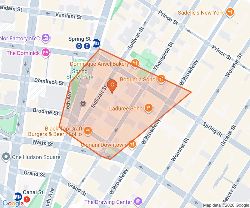 Map of the SoHo game zone in New York City