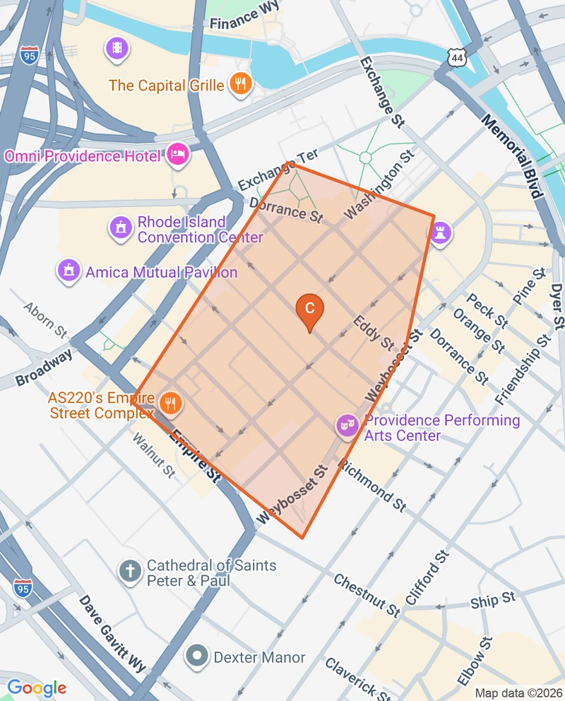 Map of the Downtown game zone in Providence