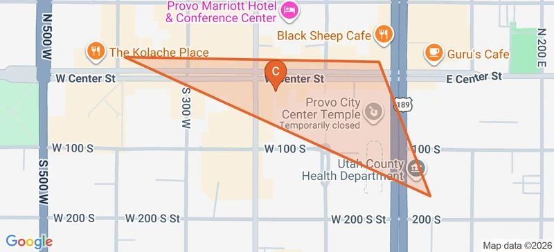 Map of the Downtown game zone in Provo
