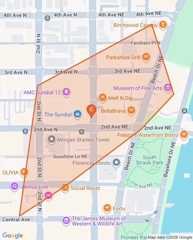 Map of the Downtown Waterfront game zone in Saint Petersburg