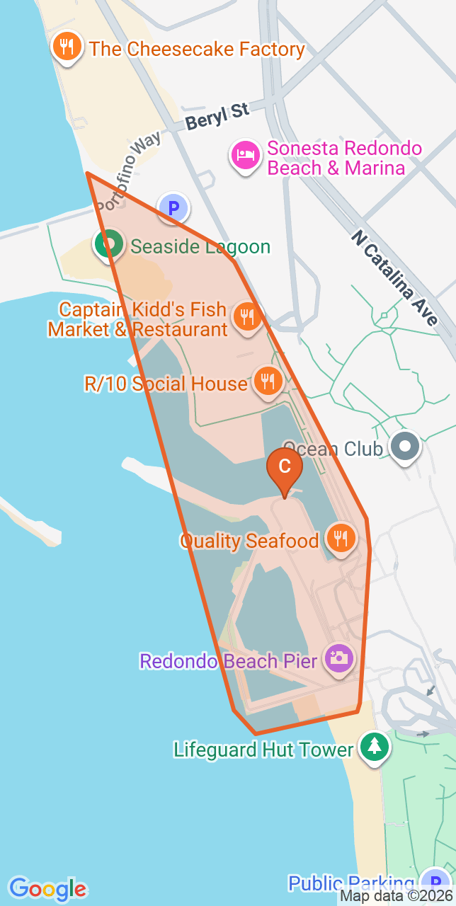 Map of the Redondo Beach game zone in Los Angeles