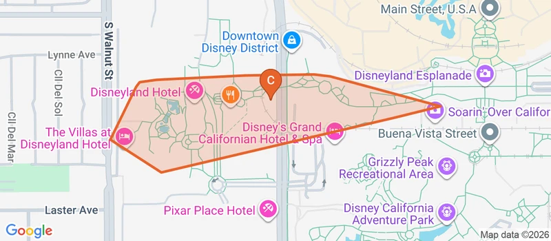 Map of the Downtown Disney game zone in Orange County