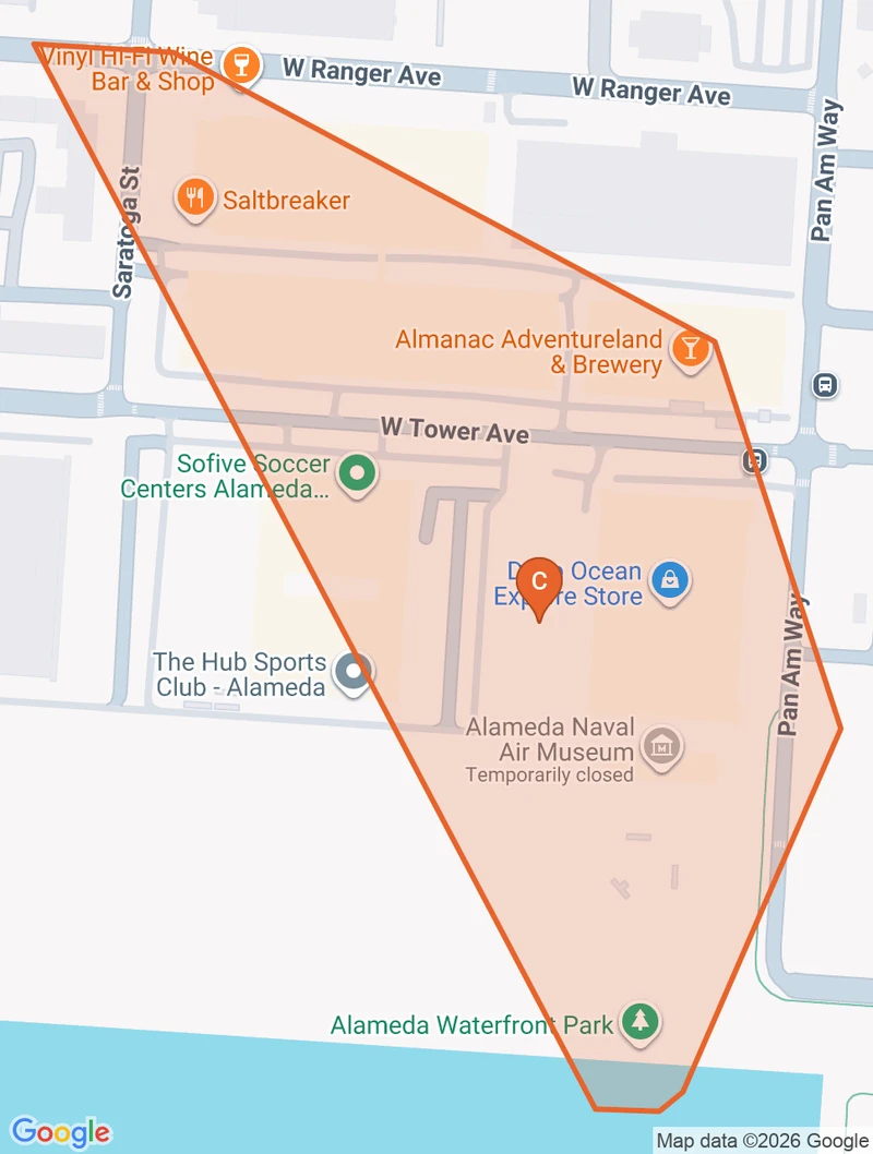 Map of the Alameda Point game zone in Alameda