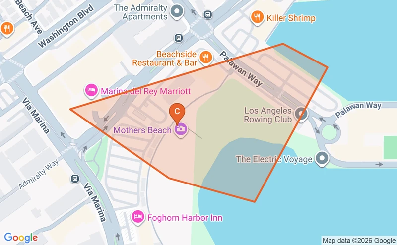 Map of the Marina del Rey game zone in Los Angeles