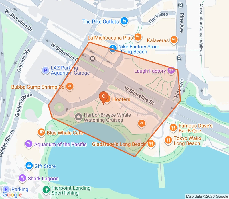 Map of the Long Beach game zone in Los Angeles