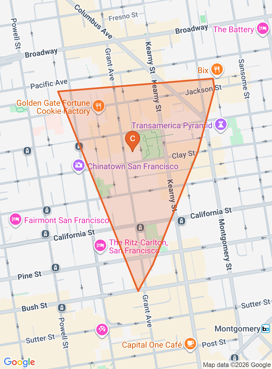 Map of the Chinatown game zone in San Francisco