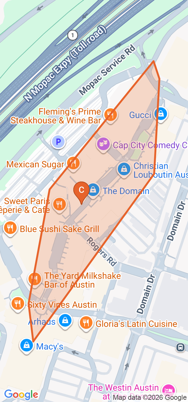 Map of the The Domain game zone in Austin