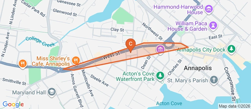 Map of the Downtown game zone in Annapolis
