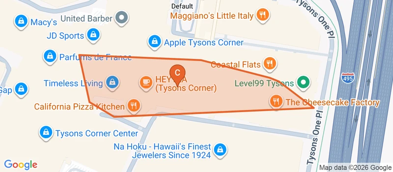 Map of the Tysons Corner game zone in Tysons