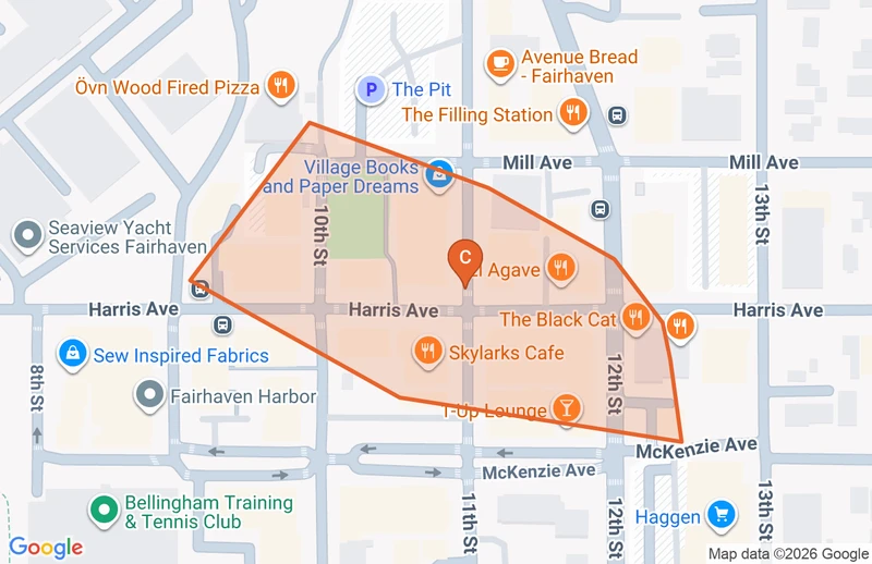 Map of the Downtown game zone in Bellingham