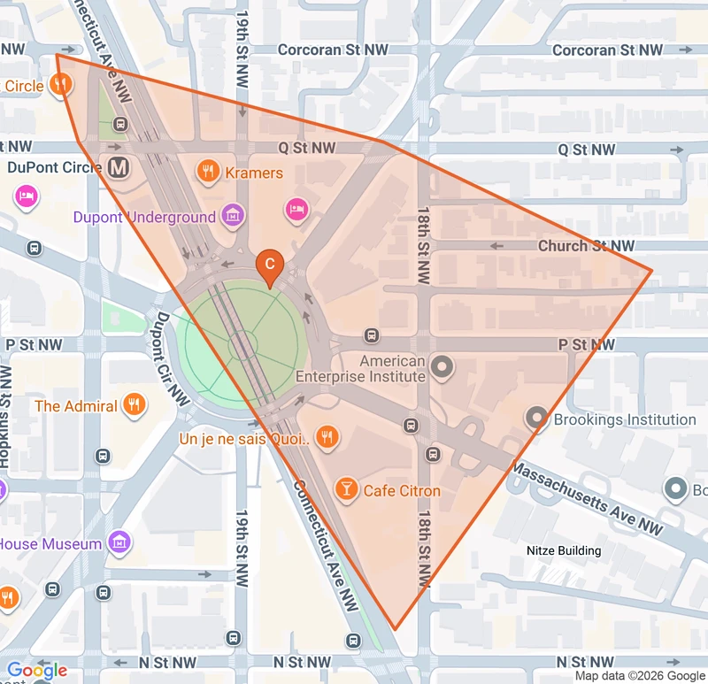 Map of the DuPont Circle game zone in Washington DC