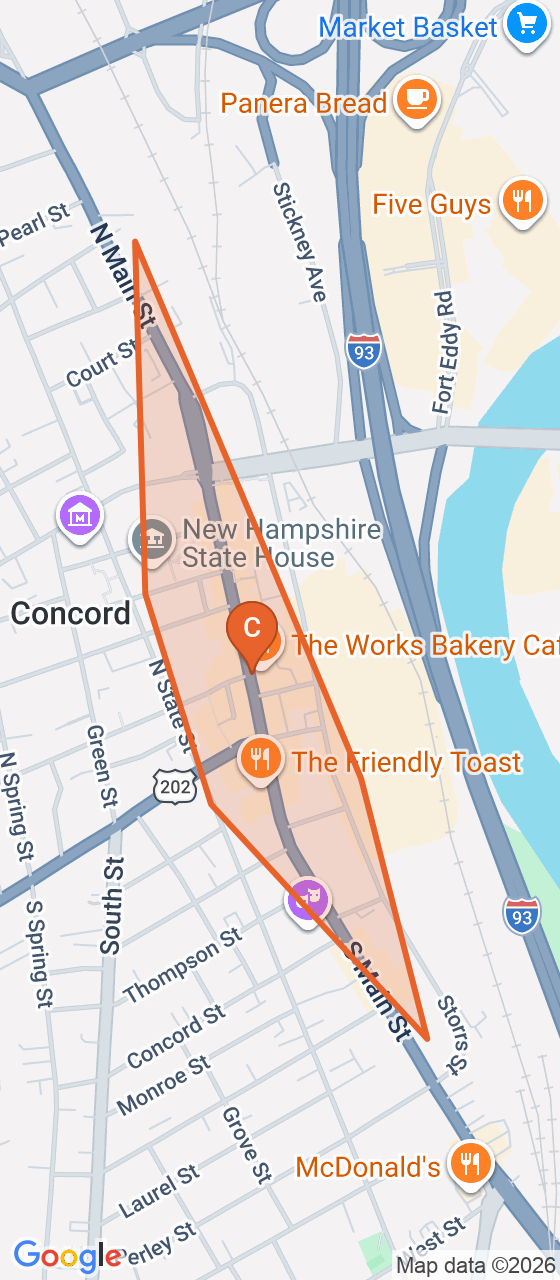 Map of the Main Street game zone in Concord
