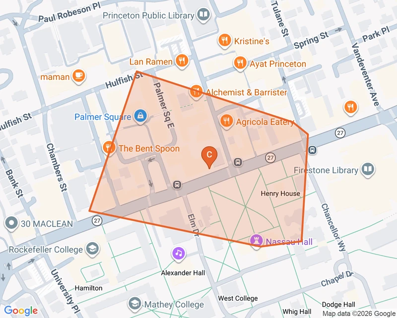 Map of the Downtown Princeton game zone in Princeton