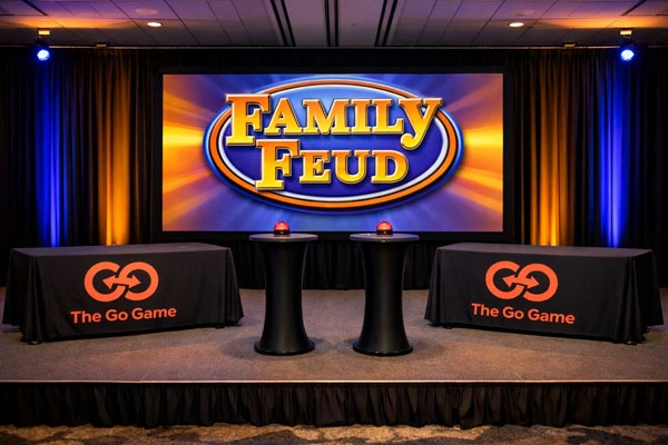 Family Feud stage set with The Go Game branding