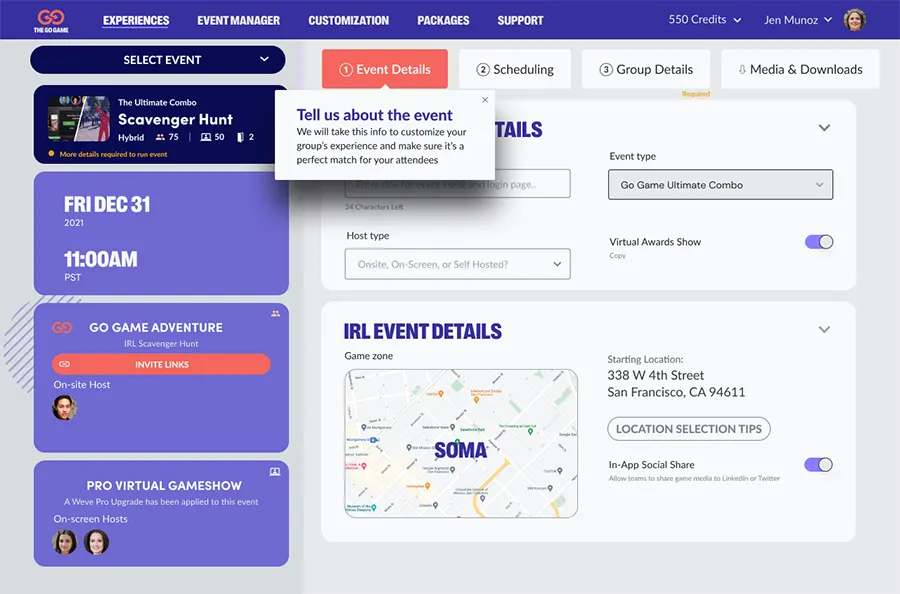 event management dashboard