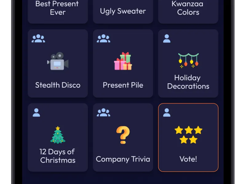 Vote on Photos and Videos — Holiday Networking Bingo feature